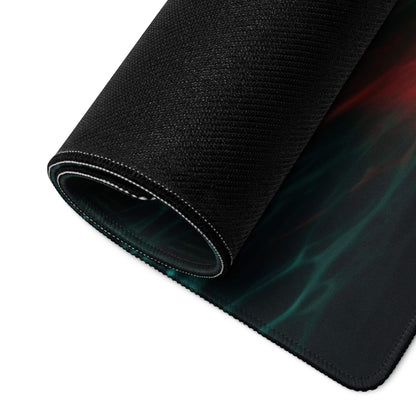 Black textured mousepad with green red nebula, non-slip base for Dota CSGO gaming