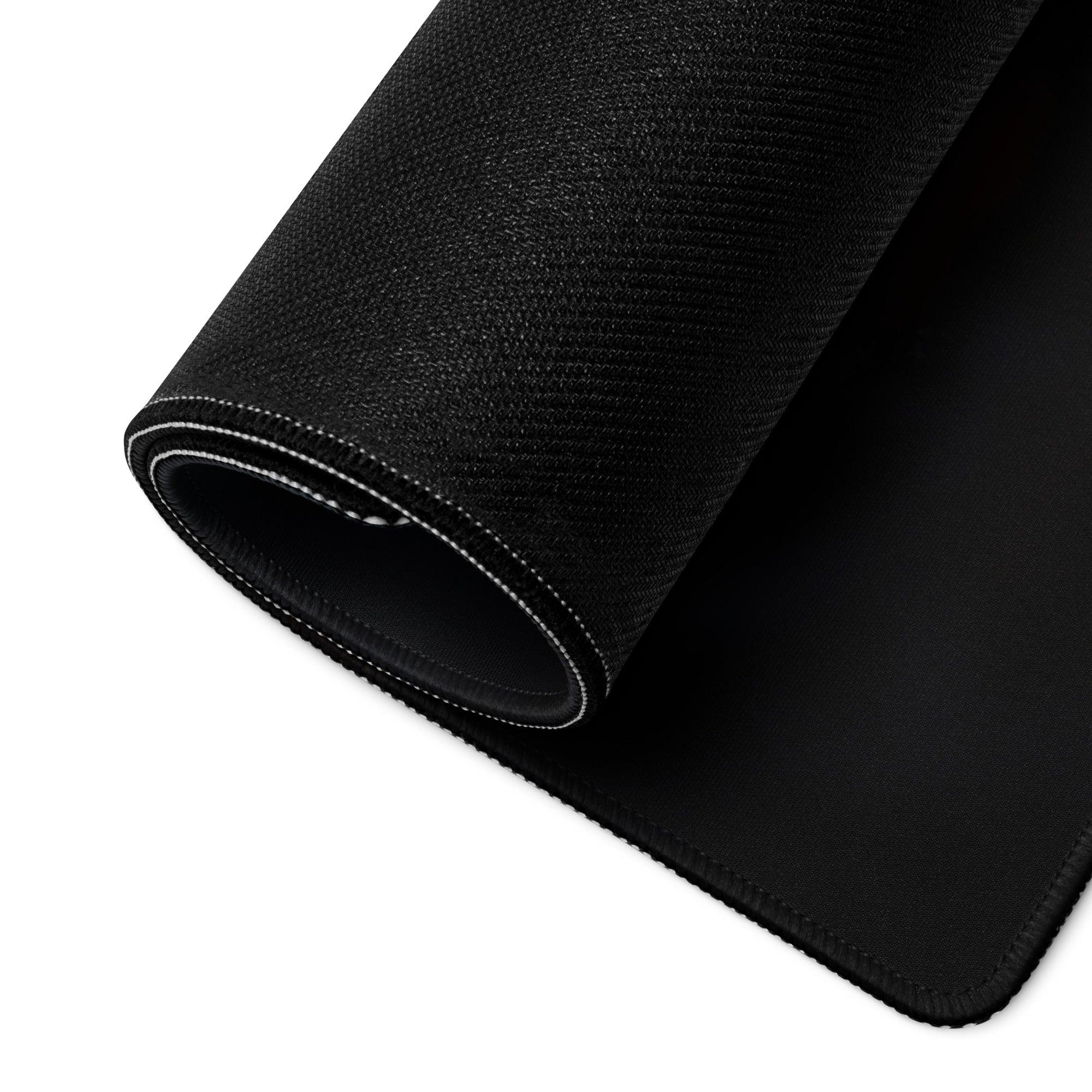 Black textured Moody Halloween Pumpkin Night gaming mousepad with white stitched edge