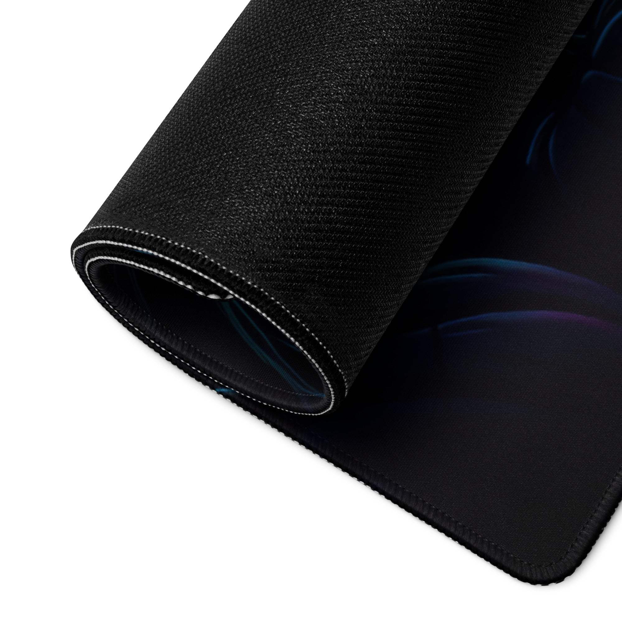 Black textured gaming mousepad with neon Halloween forest edge gradient