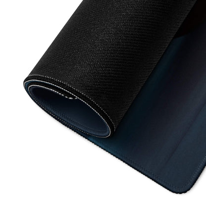 Back of Halloween pumpkin carving gaming mousepad with black textured top and navy underside