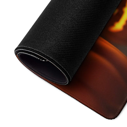 Black textured Halloween pumpkin night scene gaming mouse pad with fiery orange red design