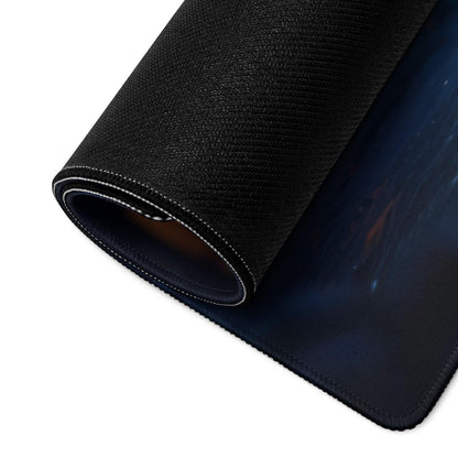 Black textured cosmic mousepad with Halloween pumpkin orange glow design