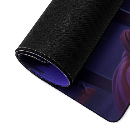 Halloween pumpkin gaming mouse pad with black textured purple blue character design