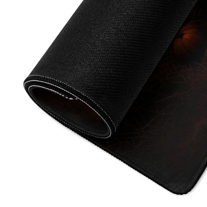 Black textured Gothic Halloween moonlit gaming mousepad with orange pumpkin design