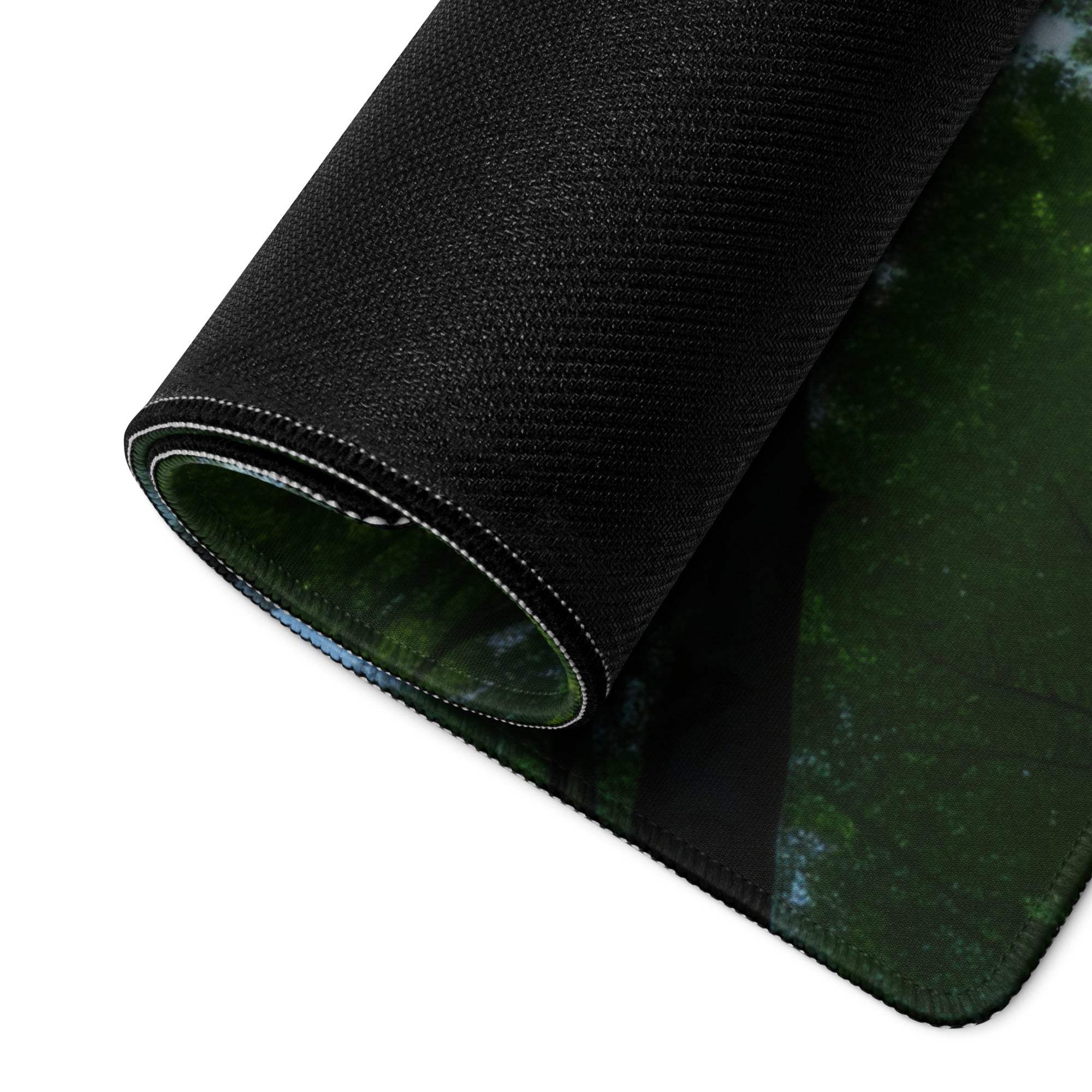 Black textured forest canopy gaming mouse pad with non-slip surface