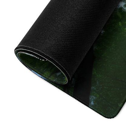 Black textured forest canopy gaming mouse pad with non-slip surface