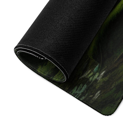 Black camo textured gaming mousepad with non-slip backing and stitched edges