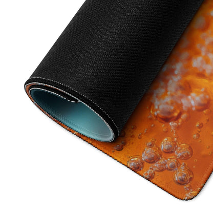 Rolled-up Vibrant Orange Beverage Inspired Gaming Mouse Pad with teal lining