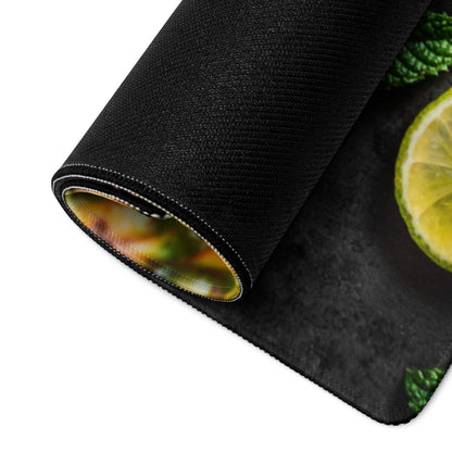 Premium large colorful gaming mouse pad with lime slice and mint leaves design