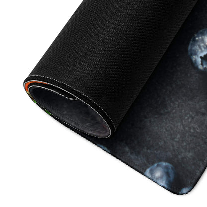 Black cosmic textured gaming mousepad with blue white celestial design