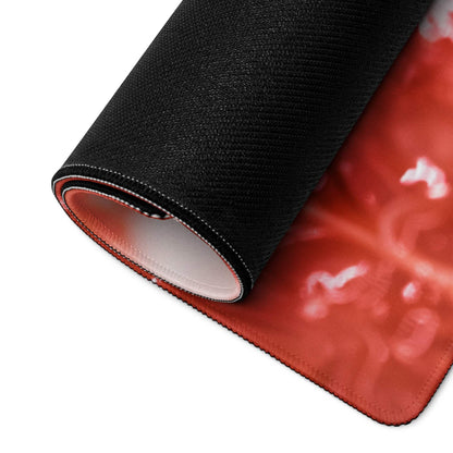 Vibrant grapefruit citrus glow large gaming mousepad textured black red design