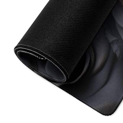 Black textured Moody Black Rose gaming mousepad with woven pattern and stitched edges