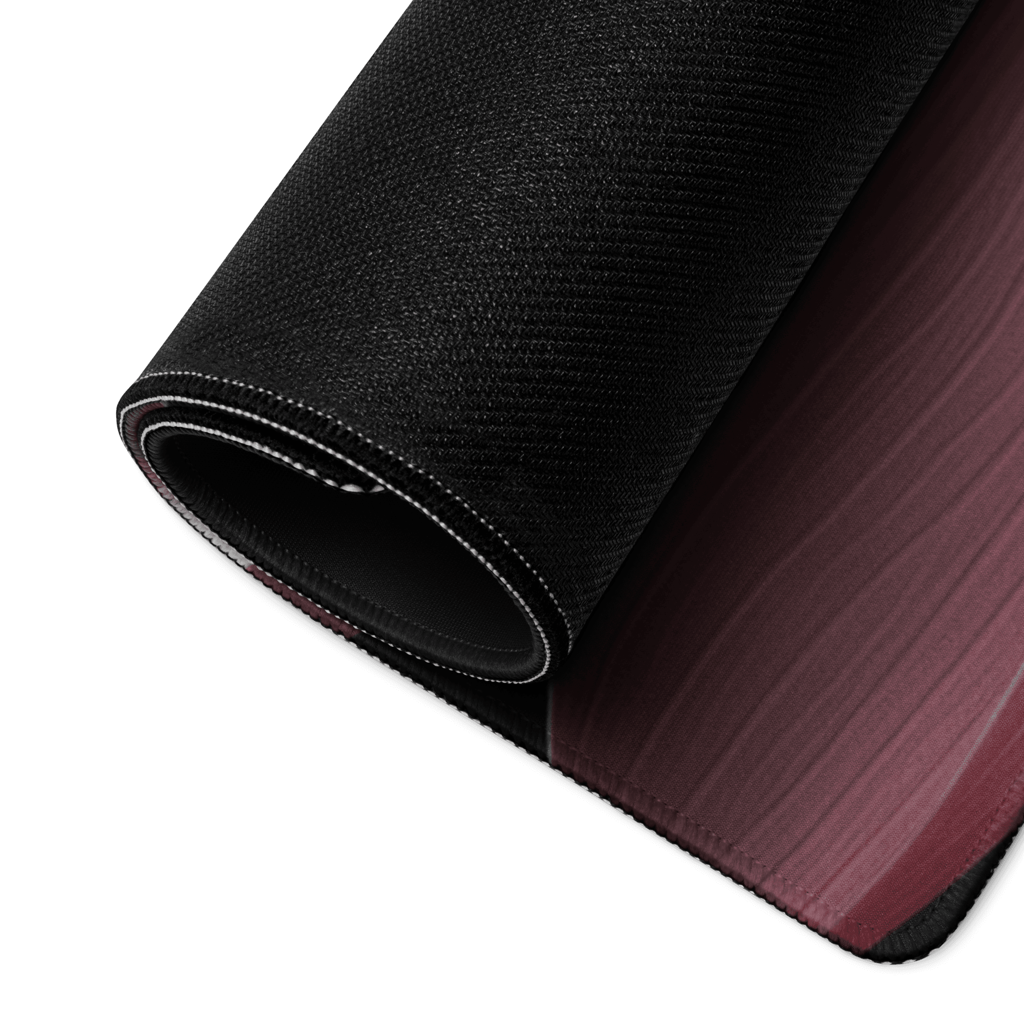 Black and maroon gradient large gaming mousepad with stitched edges