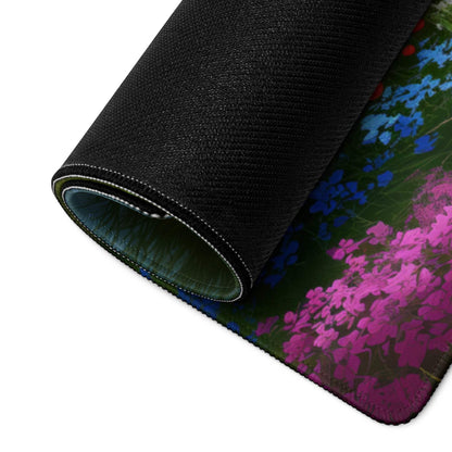 Rolled-up Vibrant Floral Gaming Mouse Pad with non-slip base