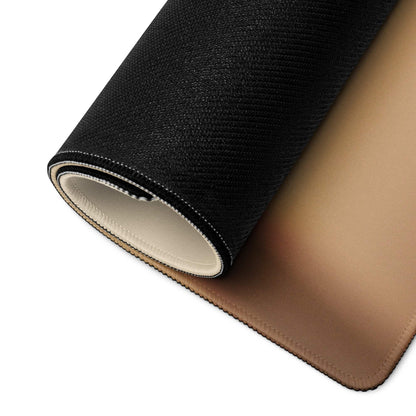 Black textured fabric roll with beige lining and stitched edges, Sunset Style mouse pad back