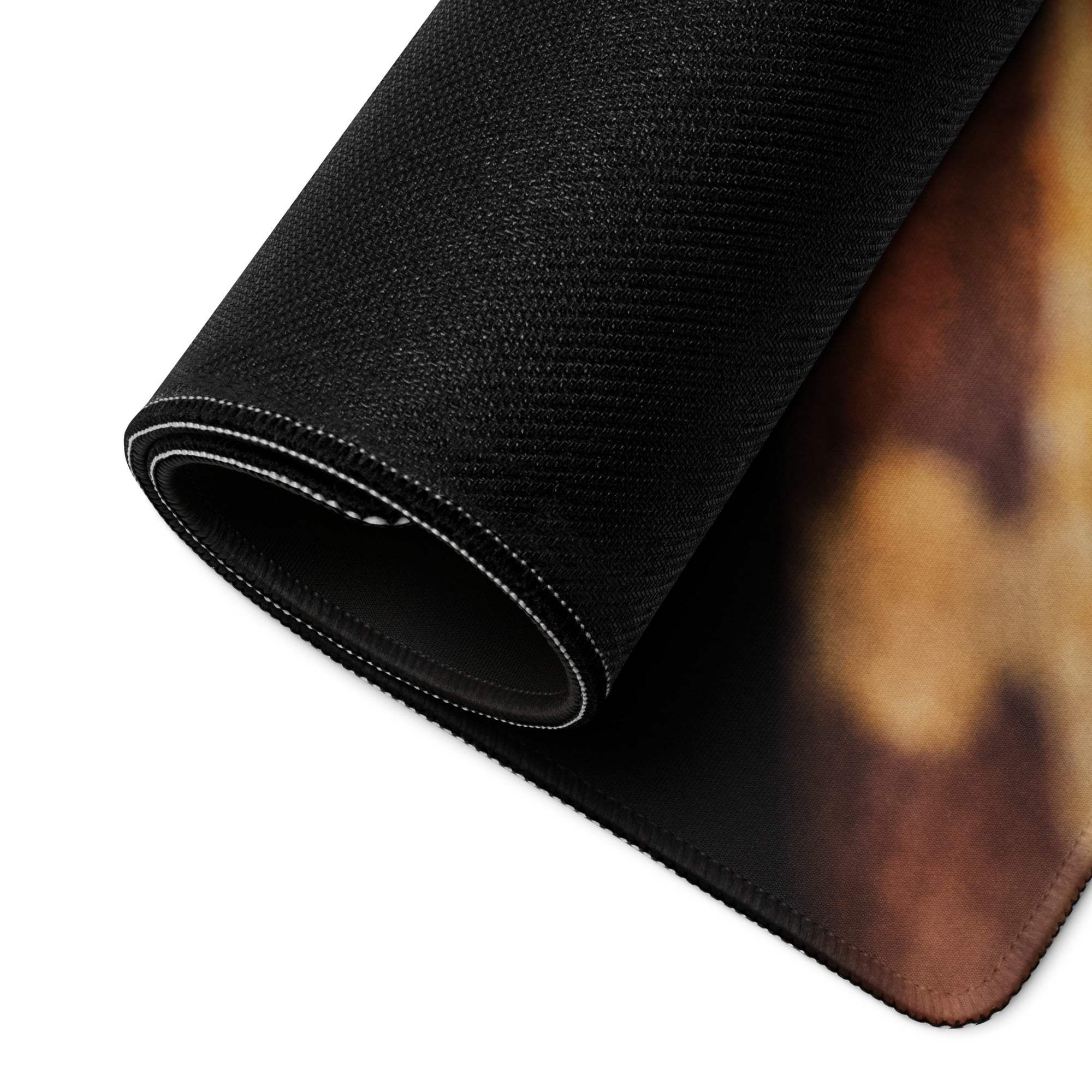 Elegant snake and yellow rose moody black gaming mouse pad with stitched edge