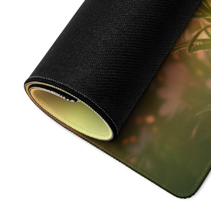 Sunlit Meadow large gaming mouse pad with olive green nature design