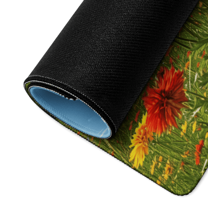 Rolled Epic Majestic large gaming desk mat with floral meadow design