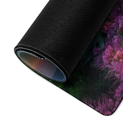 Rolled-up Vibrant Sunset Mountain premium gaming mouse pad back