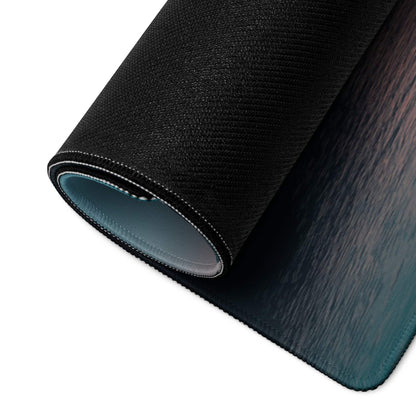 Black textured mousepad with wood grain gradient and teal lining