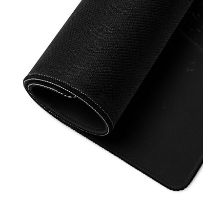 Black textured Tropical Sunset gaming mousepad with stitched edges
