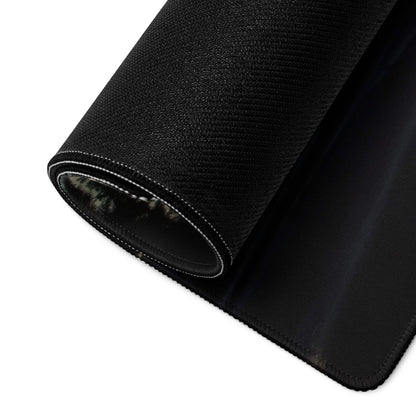 Black textured woven mousepad with reinforced edges and non-slip base