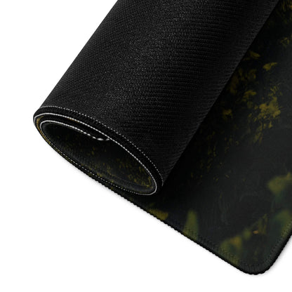 Black textured olive camo gaming mousepad with edge stitching