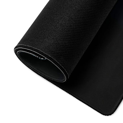 Black textured Forest Serenity gaming mouse pad with stitched edges