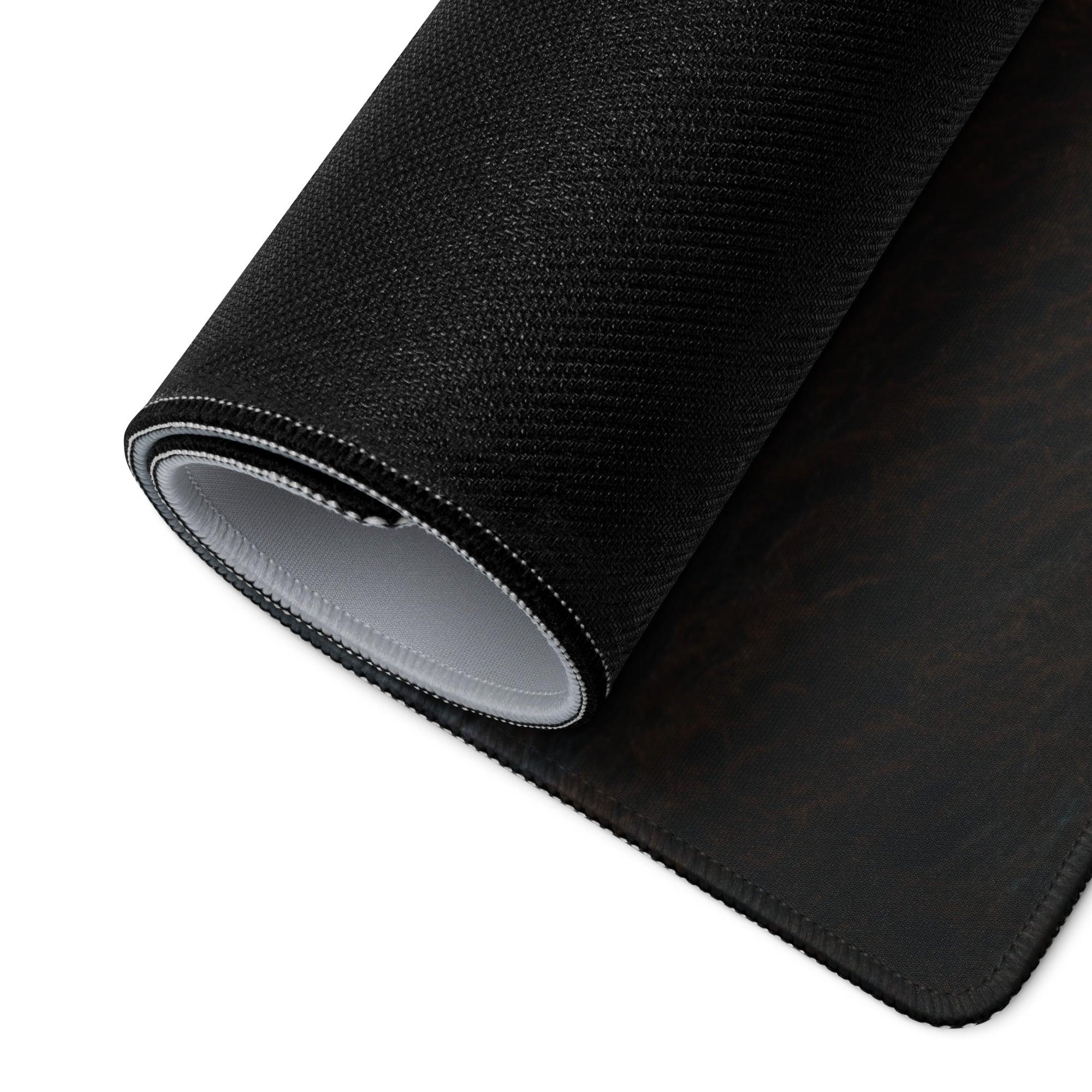 Black textured Misty Gray gaming mouse pad with woven pattern and stitched edges