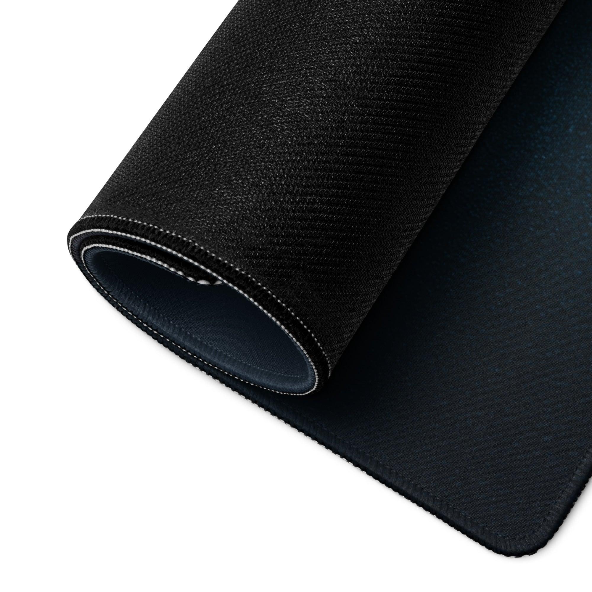 Black textured Night City Neon Glow gaming mousepad with stitched edges