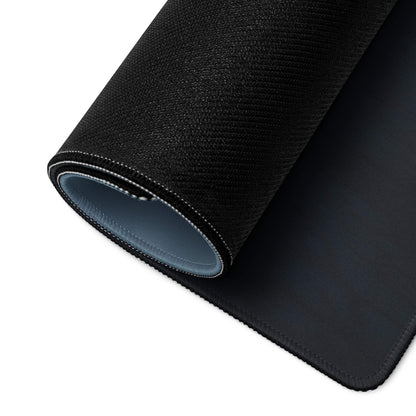 Black Moody Blue Mist gaming mousepad with gray lining and stitched edges