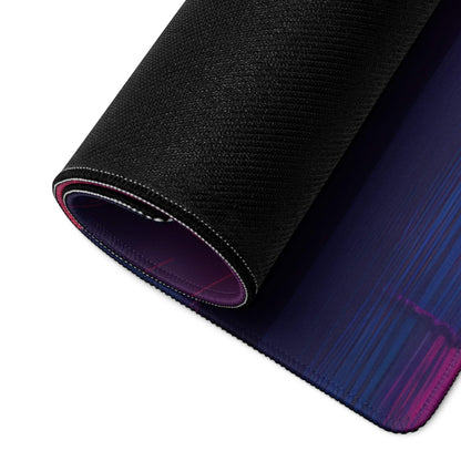 Black Neon Sunset palm tree mouse pad with gradient blue to magenta texture