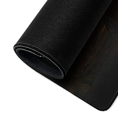 Black Mystic Neon Forest Glow mousepad with white edge stitching