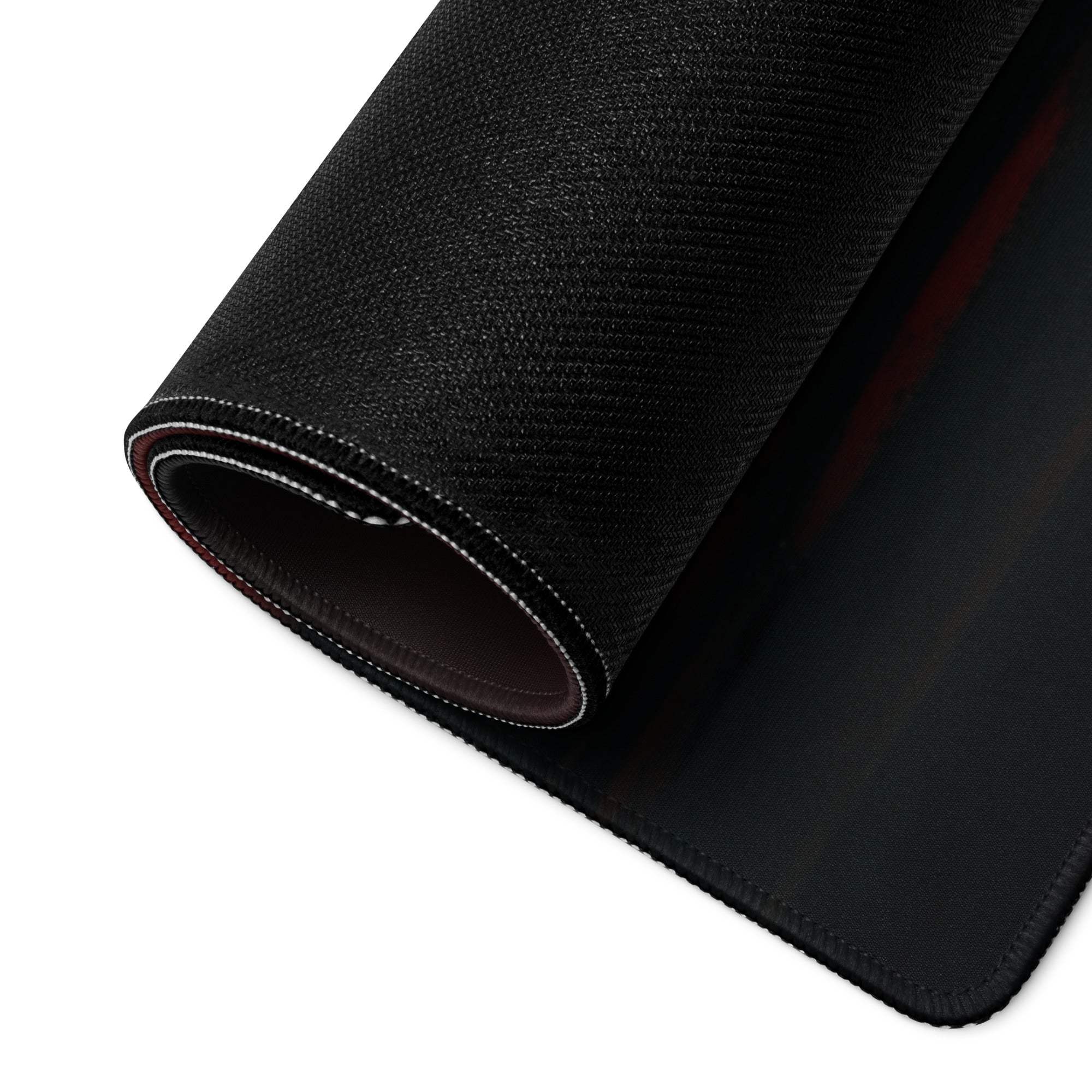 Black textured Noir Neon Night gaming mouse pad with red edge accent, white stitching, large non-slip design