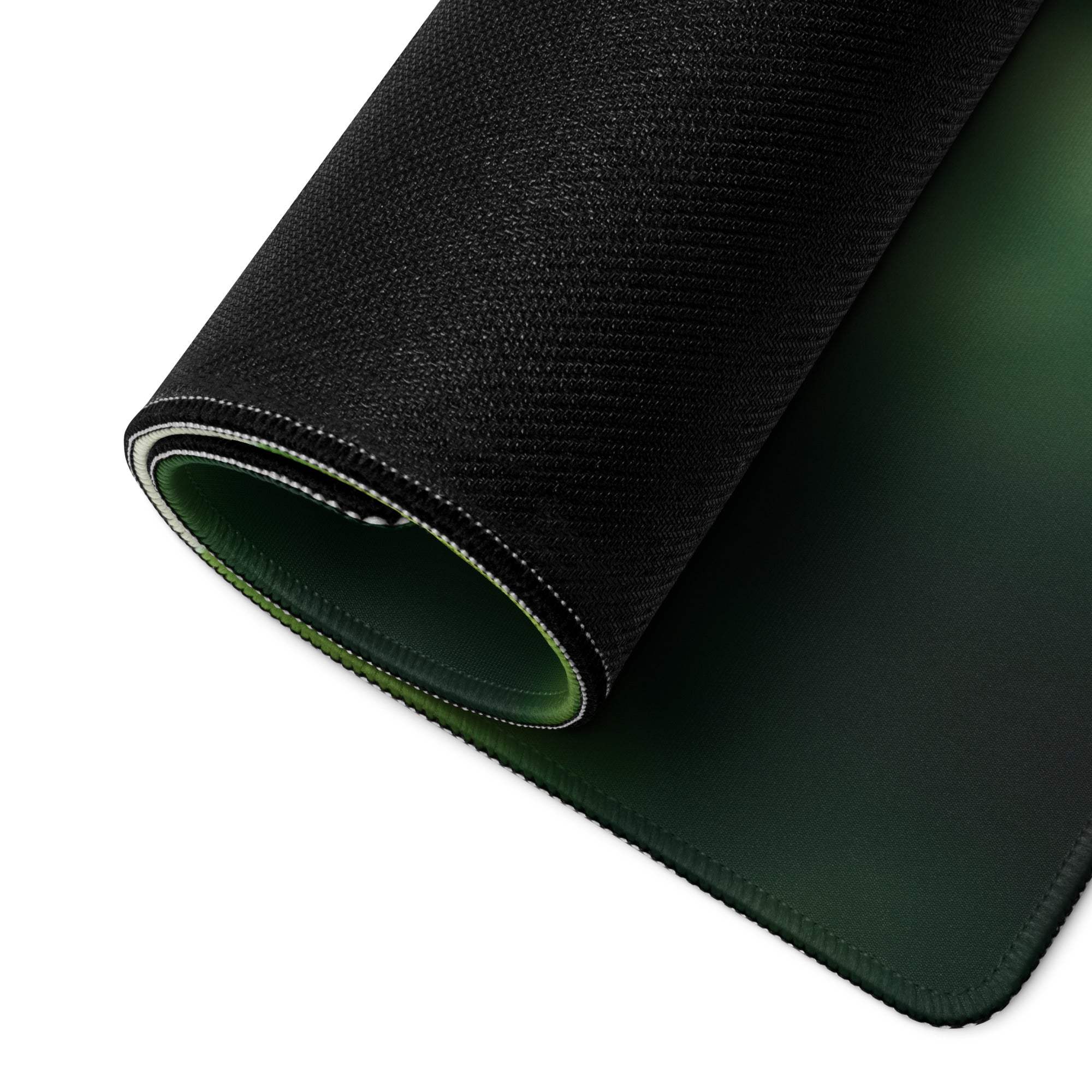 Black dark green gradient textured gaming mousepad, forest theme, non-slip backing