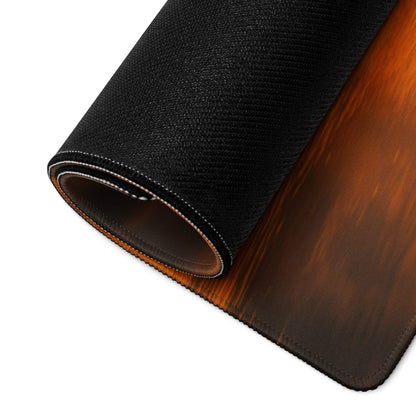 Black wood-grain textured mousepad back with stitched edges