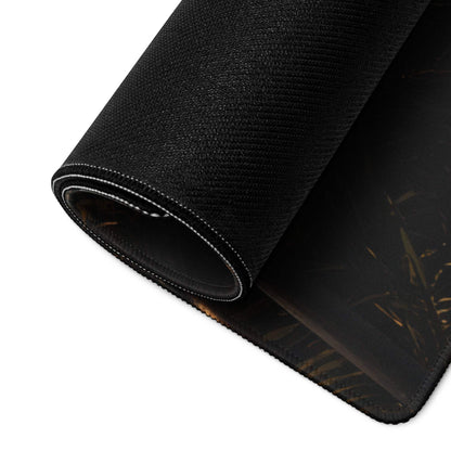 Black textured Tropical Palm Sunset gaming mousepad rolled edge