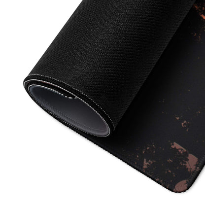 Black textured gaming mousepad with distressed design, stitched edges