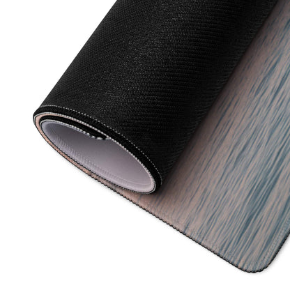 Black textured mousepad with gray wood-grain surface and non-slip base