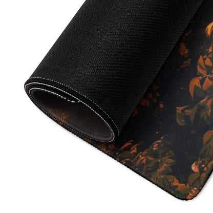 Autumn Sunset large gaming mouse pad with orange floral design and non-slip base