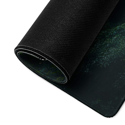 Premium Forest Mist large gaming mouse pad black textured with green edge