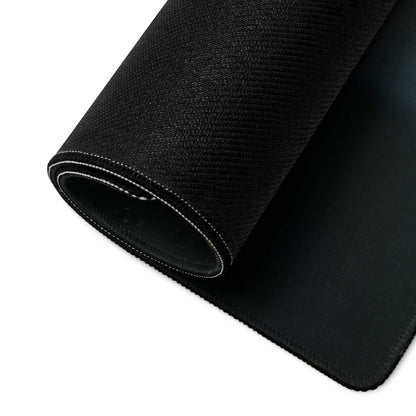 Black stitched edge mousepad with white seam, Golden Sun Rays theme