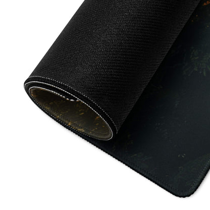 Black textured gaming mousepad back with rolled edge stitching