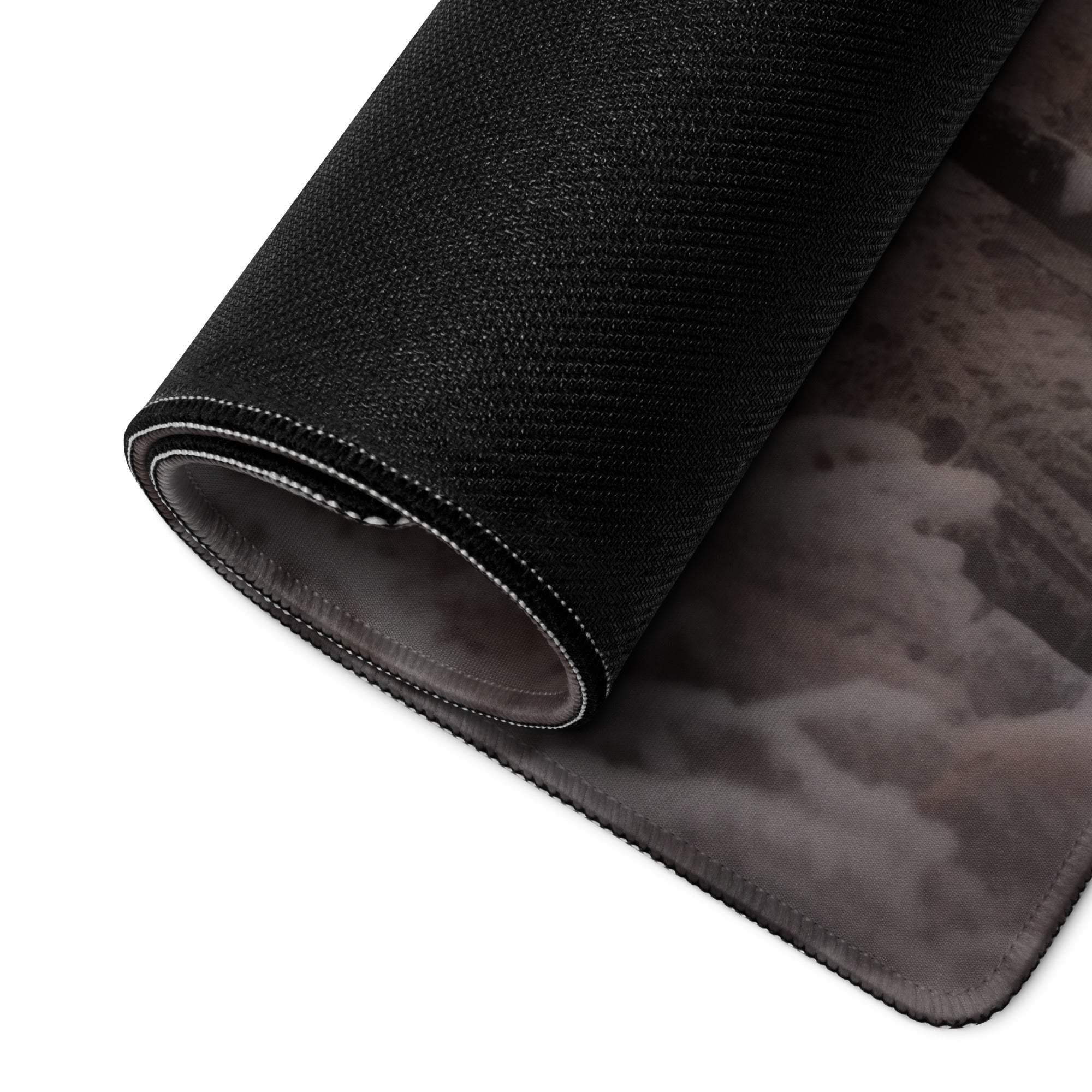 Black textured mousepad with gray cloud pattern for Winter Sunset Forest gaming