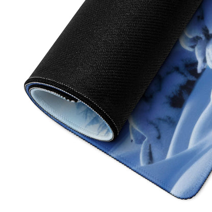Epic Winter Blue Snow Landscape gaming mouse pad with black textured non-slip base