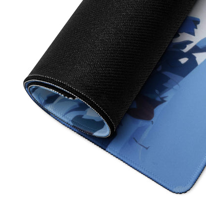 Blue and black anime winter landscape large gaming mousepad textured non-slip base