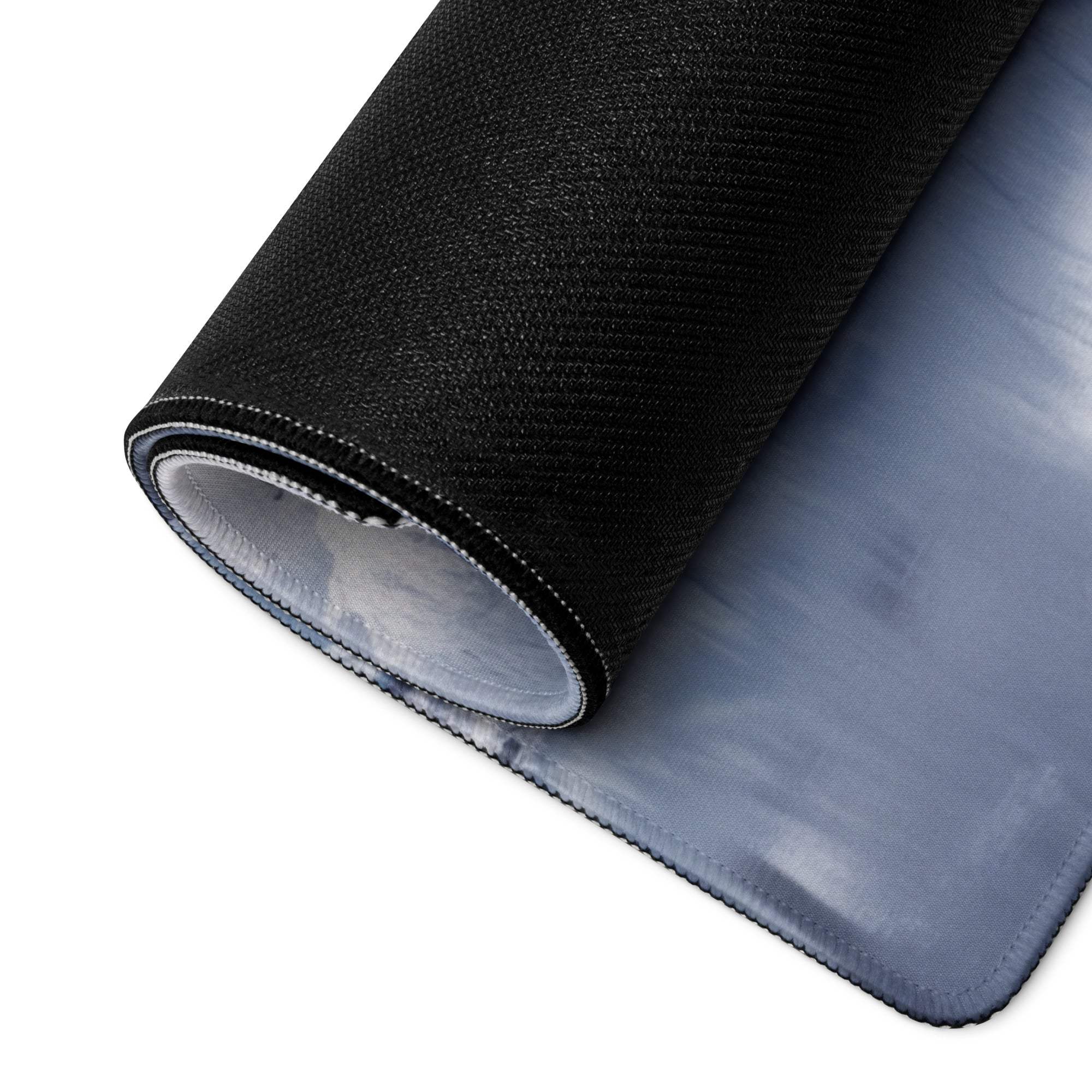 Black textured fabric roll with gray lining for Serene Ultra Wide mouse pad