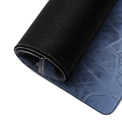Underside of Professional Icy Winter Sunrise gaming mouse pad with black textured non-slip blue pattern