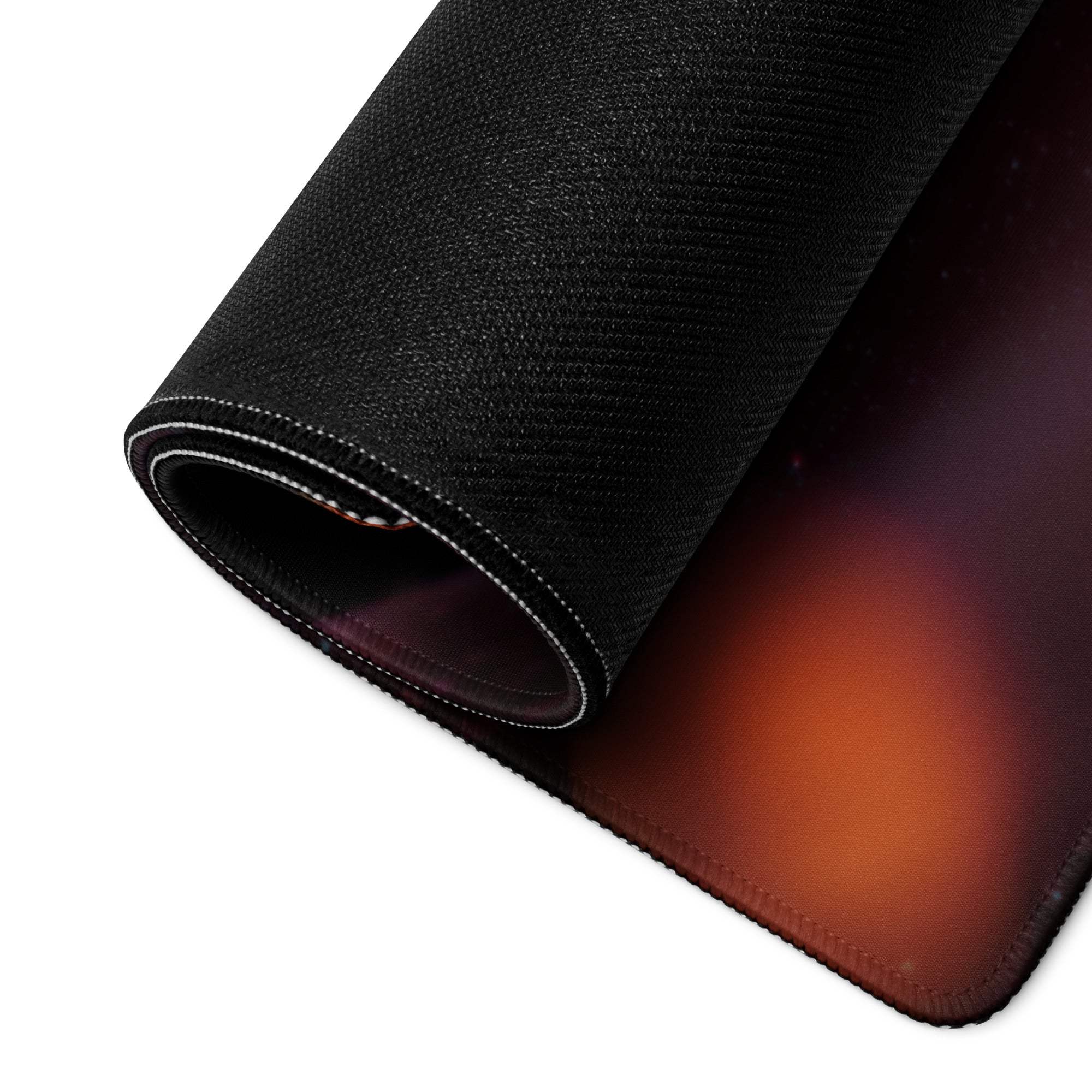 Premium large gaming mousepad with purple-to-orange gradient texture