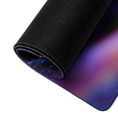 Black textured gaming mousepad with immersive neon purple blue pink gradient